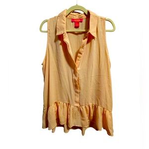 Womens Catherine Malandrino Blush light Pink sleeveless peplum button front top